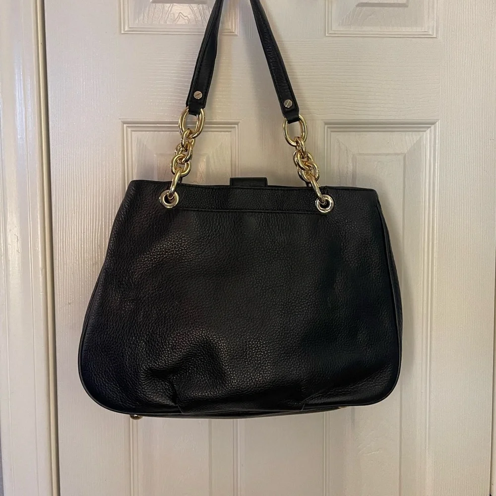 Michael Kors Fulton Chain Tote Black Leather Bag